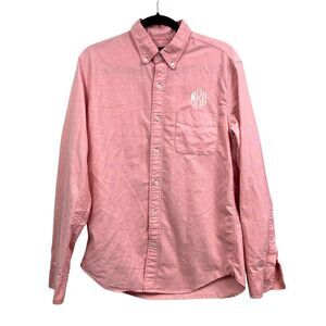 J. Crew Men Shirt Flex Button Down Monogram Pocket Long Sleeve Pink Sz M 15-15.5